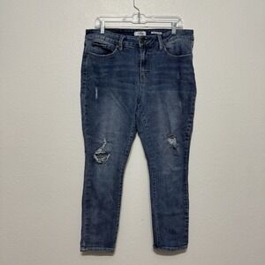 Royalty Medium Wash Denim Blue Jeans Womens Plus Size 14W Ankle Skinny Straight